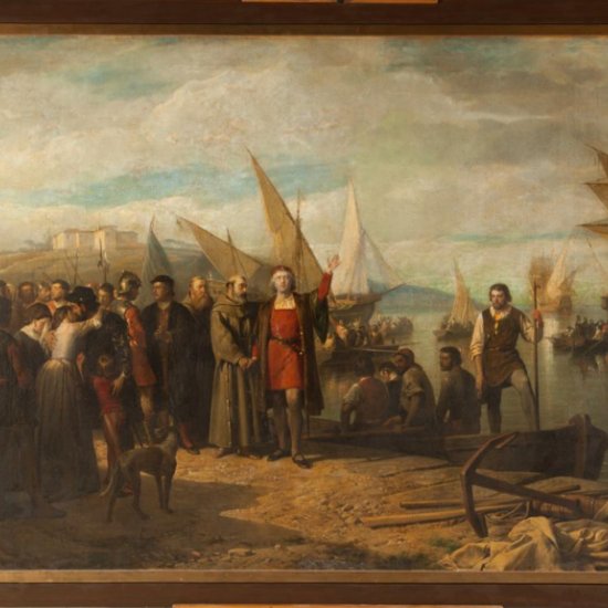 El embarque de Colón en el Puerto de Palos