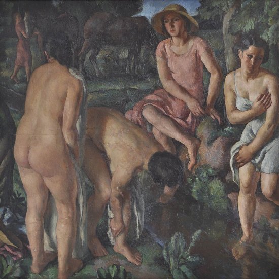 Inv. 231 / Francisco Vidal / Muchachas en el baño / MPBA