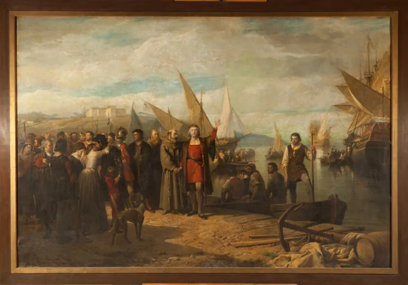 El embarque de Colón en el Puerto de Palos