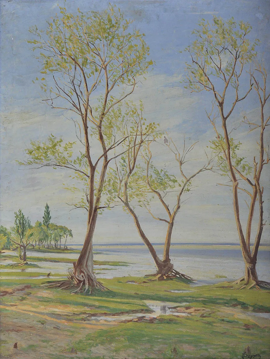 Inv. 287 / Faustino Brughetti / Tarde en el río / MPBA