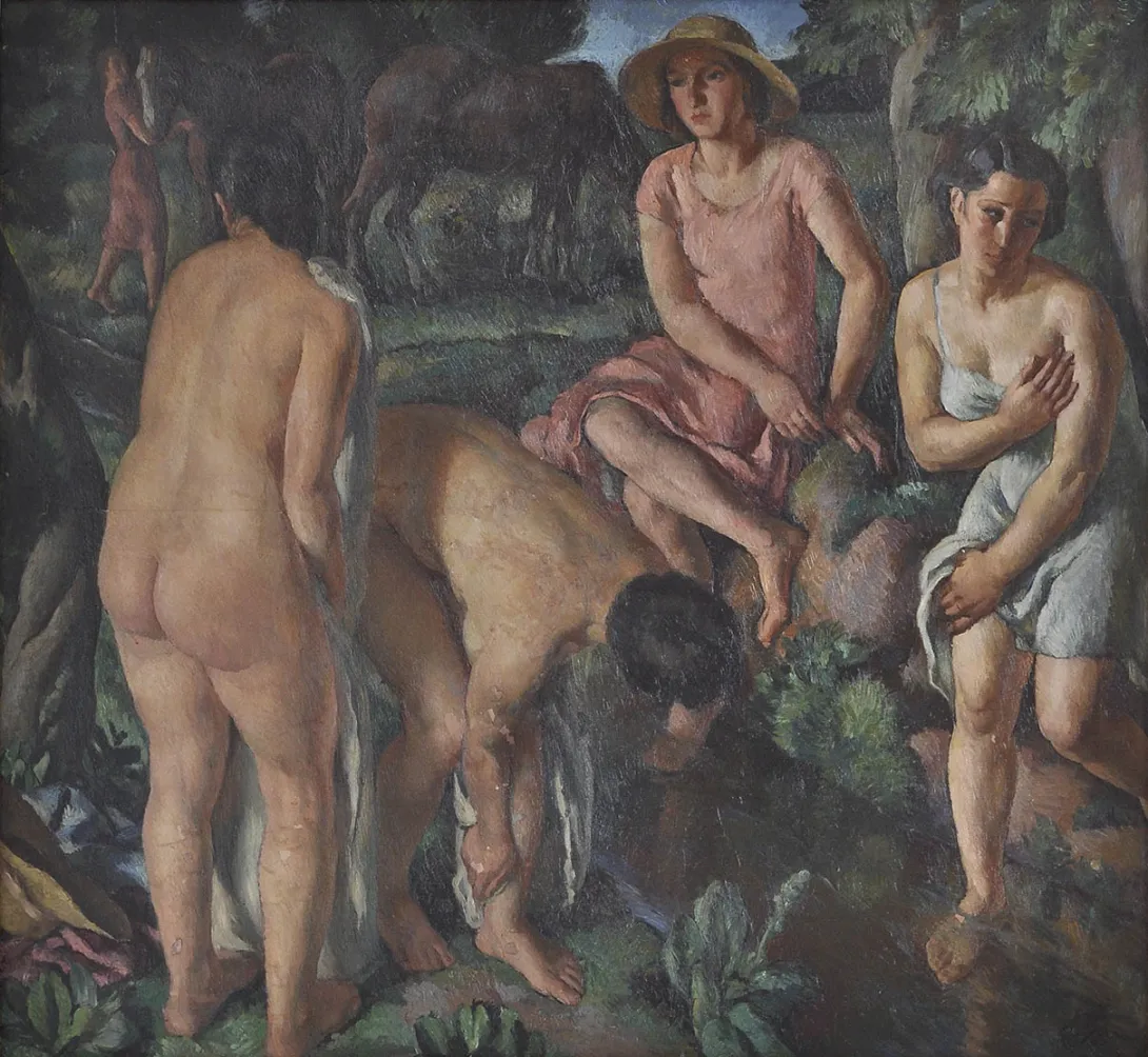 Inv. 231 / Francisco Vidal / Muchachas en el baño / MPBA