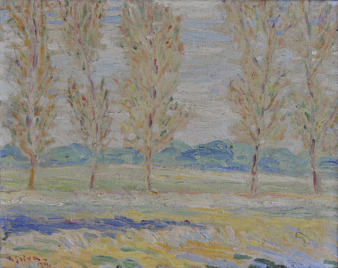 Inv. 487 / Ramón Silva / Paisaje de los alrededores de Paris / MPBA