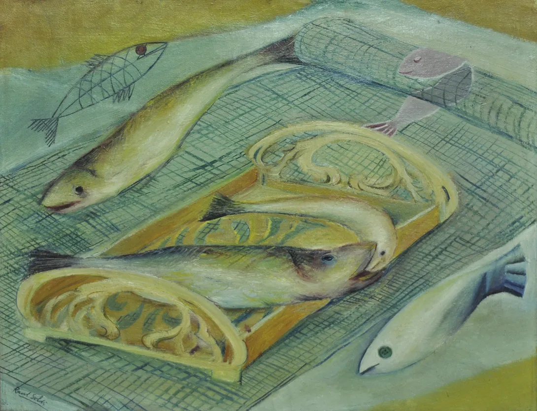 Inv. 270 / Raúl Soldi / Peces naturales y artificiales / MPBA